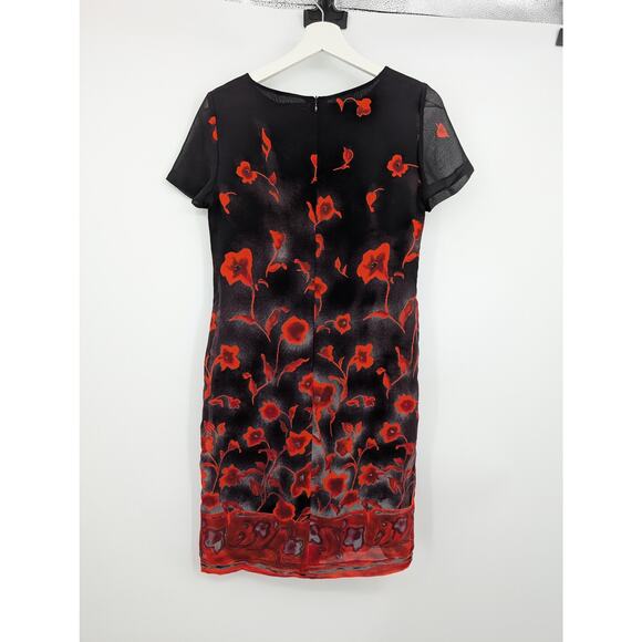 Vintage Elina Createur Burnout Black and Red Floral Women's 9 Dark Romantic - Picture 4 of 9